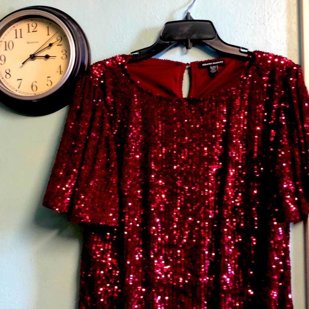 Knee high party dress, flair sleeves, one time wore